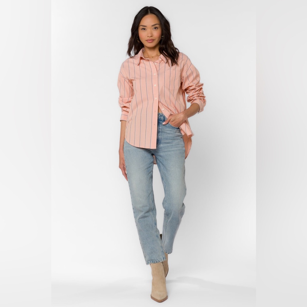 VELVET & HEART RANDALL Button up STRIPE Peach SHIRT - Picture 14 of 14